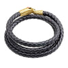 Bracelet Serpent Or Enroulé Cuir Noir