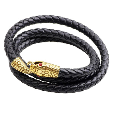 Bracelet Serpent Or Enroulé Cuir
