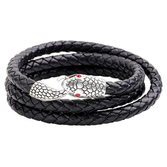 Bracelet Serpent Enroulé Cuir