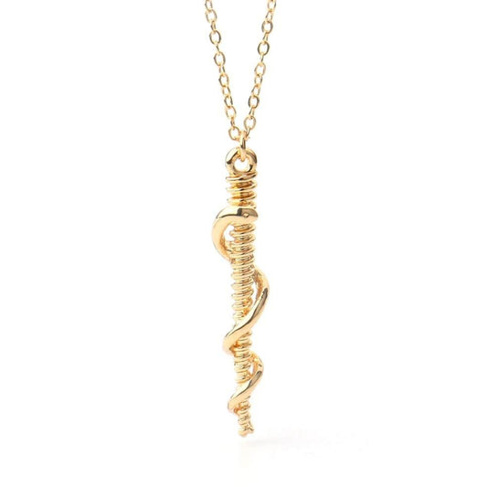 Collier Serpent Caducée Or