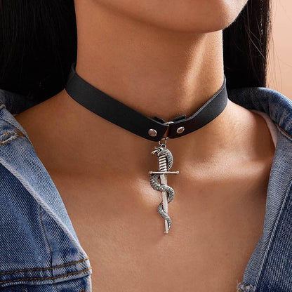 Collier Cuir Serpent