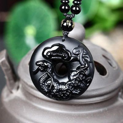 Collier Serpent Obsidienne