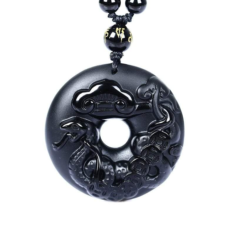 Collier Serpent Obsidienne Noire
