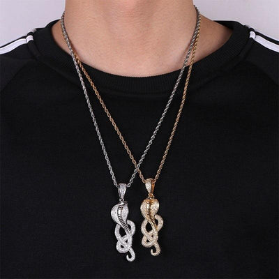 Collier Serpent Strass Or homme